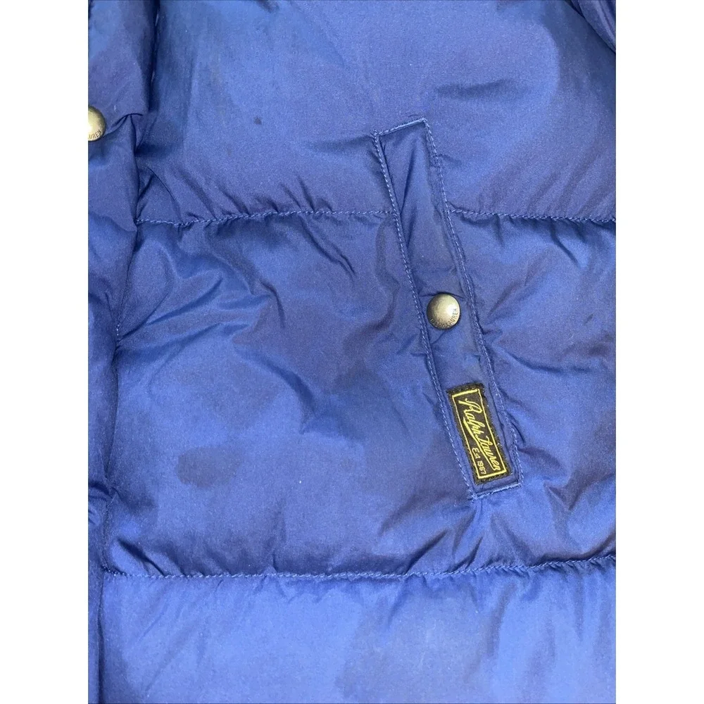 Polo Ralph Lauren Size Youth XL 18-20 Blue Hooded Puffer Down Jacket Coat